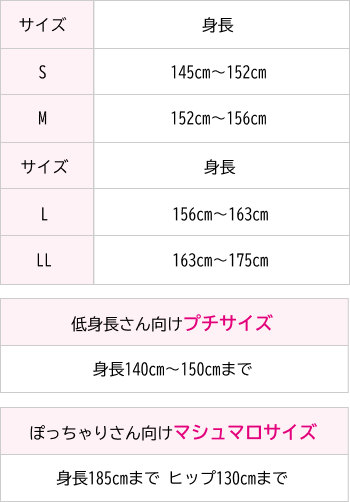 振袖レンタルのサイズ一覧